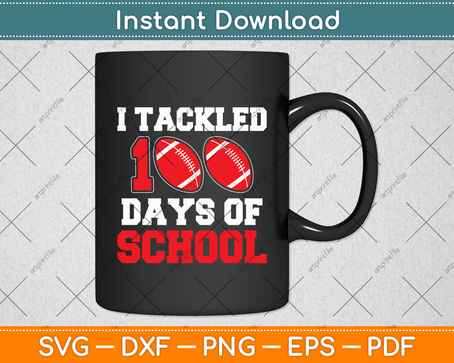 100 Day of School Football Teacher Svg Digital Cutting File