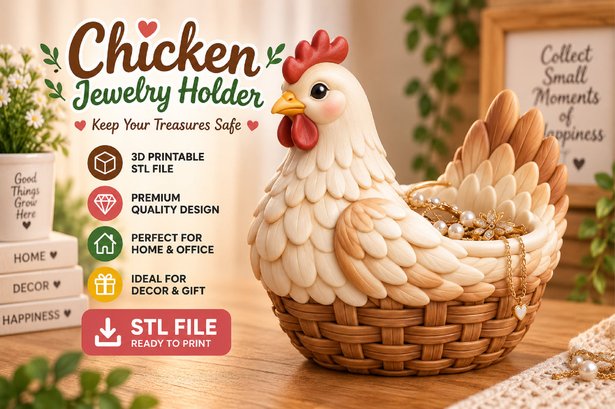 3D Print Chicken Jewelry Holder STL File