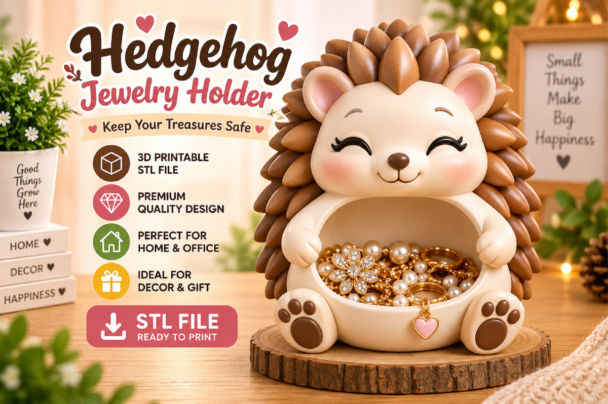3D Print Hedgehog Jewelry Holder STL File