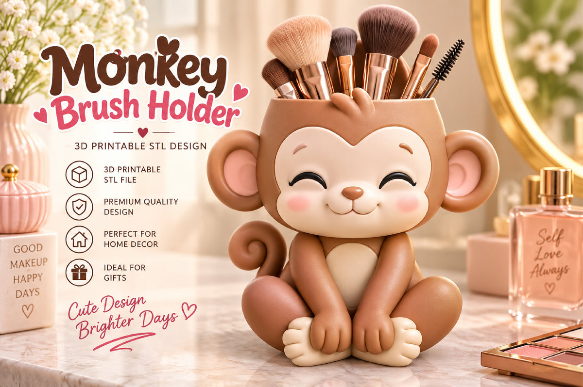 3D Print Monkey Brush Holder STL File