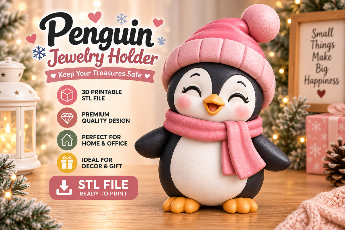 3D Print Penguin Jewelry Holder STL File