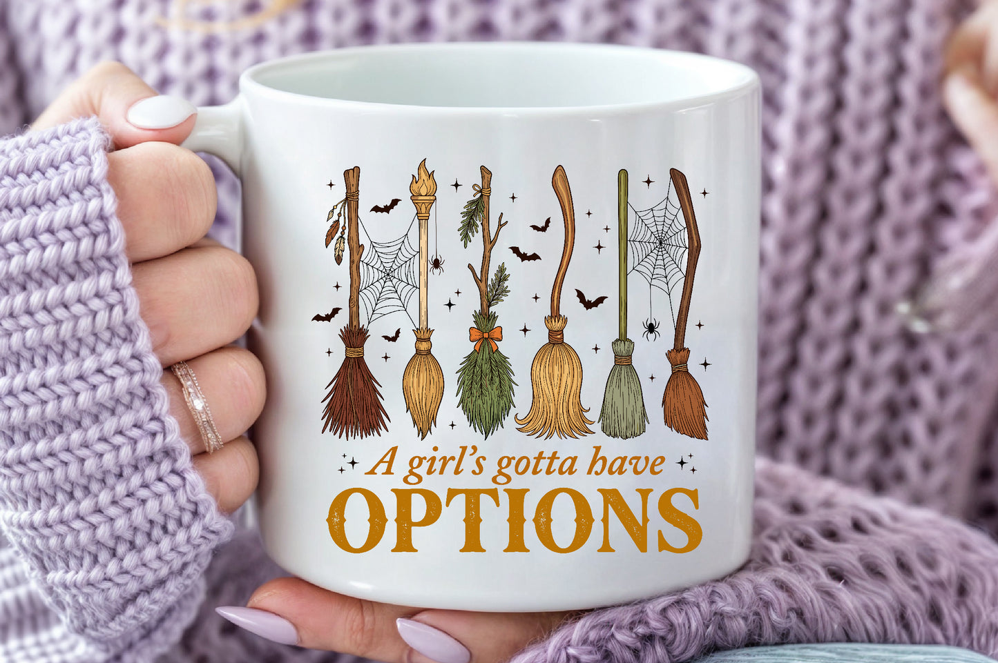 A Girl's Gotta Have Options Halloween PNG Witch Broom Sublimation Design