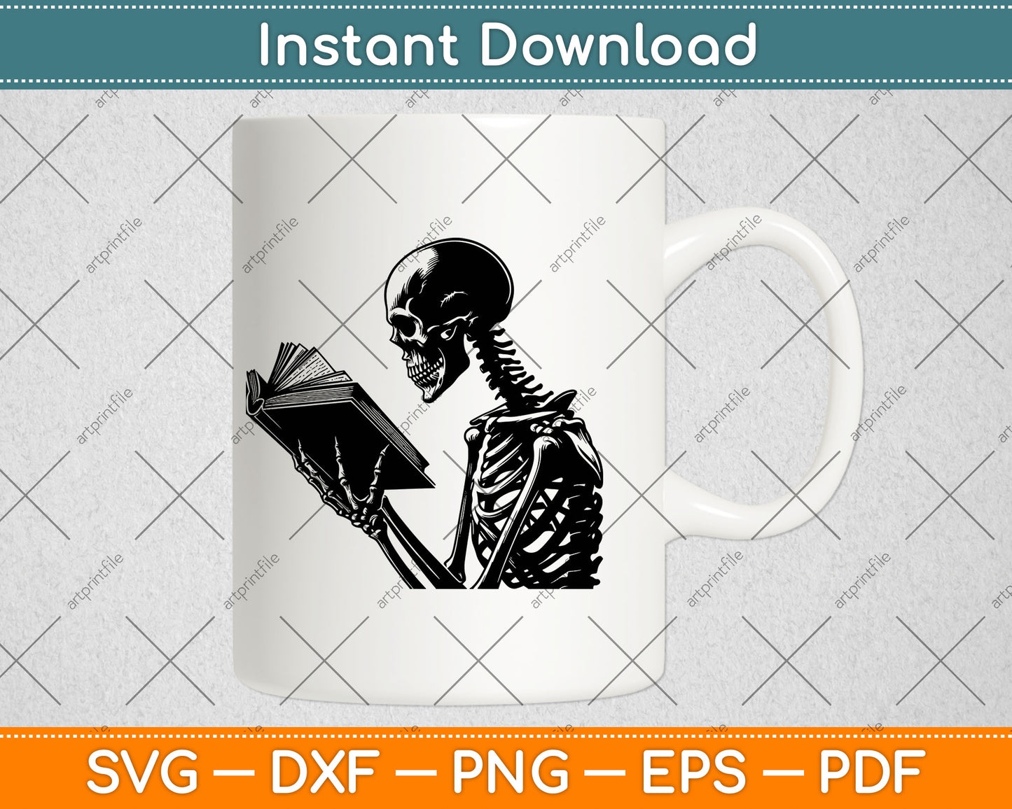 A Skeleton Reading Book Halloween Svg Digital Cutting File