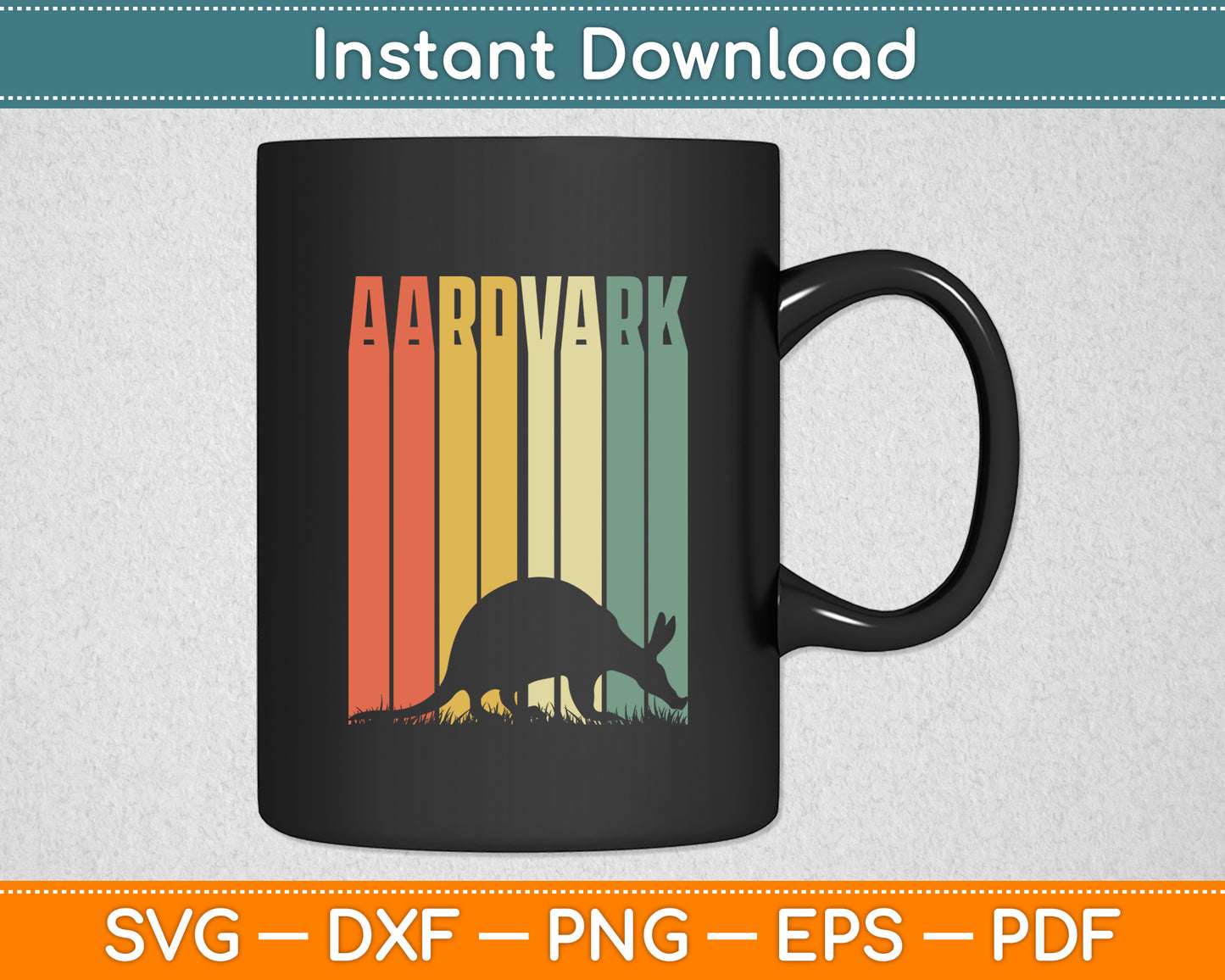 Aardvark Mammal Retro Svg Png Dxf Digital Cutting File