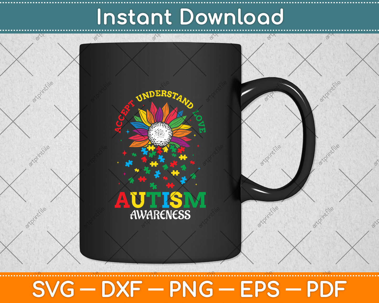 Accept Understand Love Autism Awareness Svg Digital Cutting File