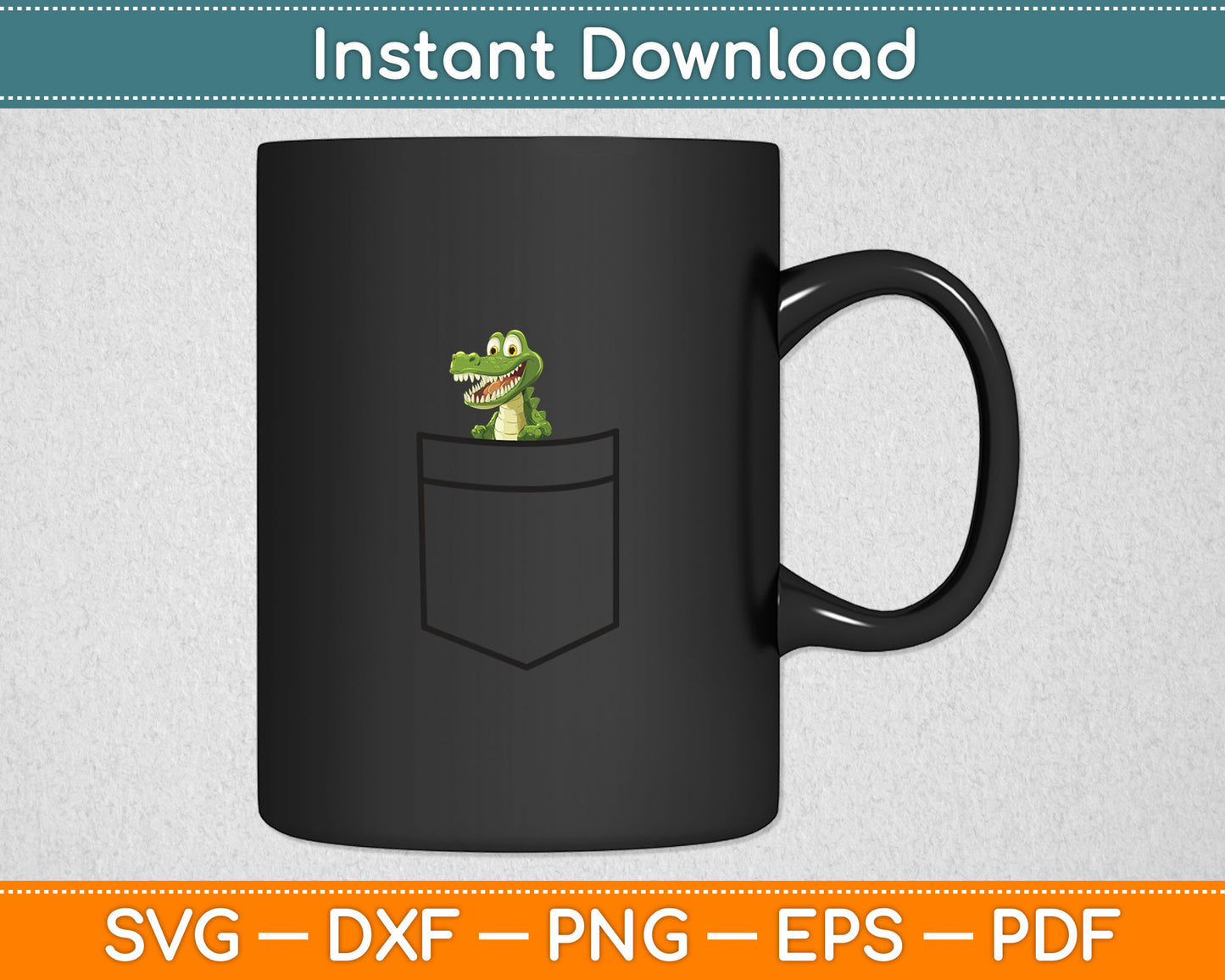 Alligator In A Pocket Cute Pocket Crocodile Svg Digital Cutting File