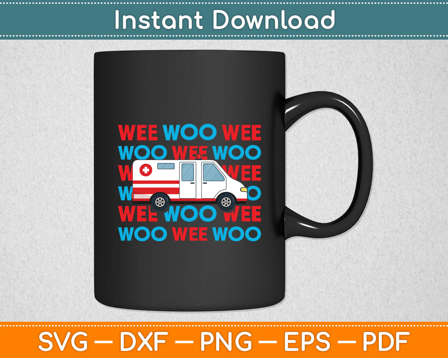Ambulance EMT Paramedic for Kids Wee Woo Emergency Svg Digital Cutting File
