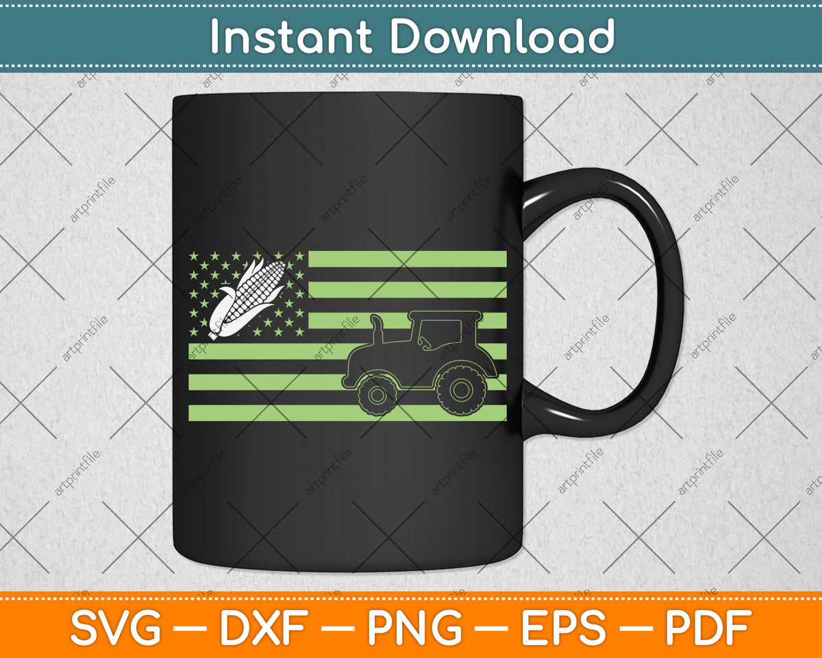 American Flag Corn Lover Funny Tractor Svg Digital Cutting File