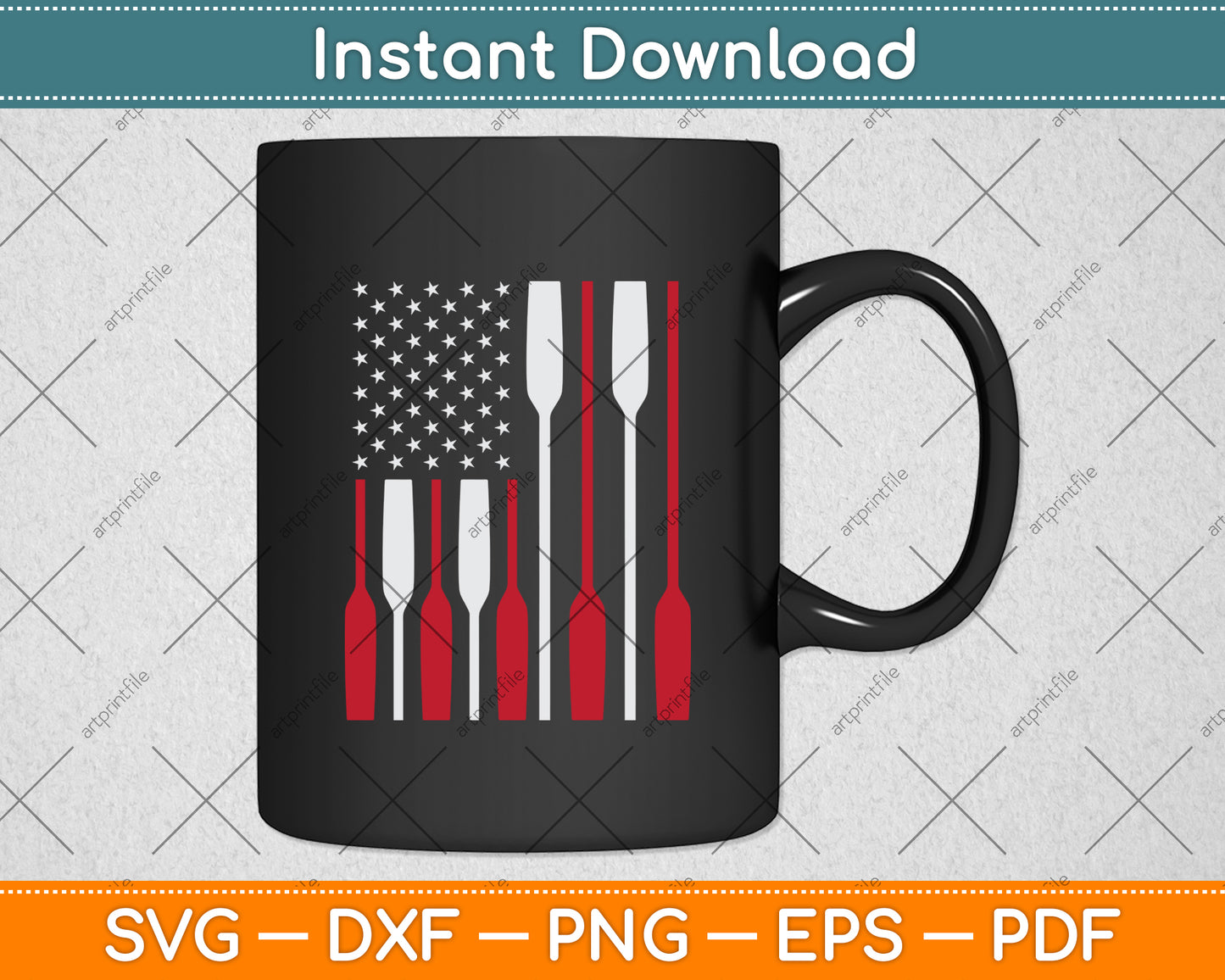 American Flag Crew Rowing Svg Digital Cutting File