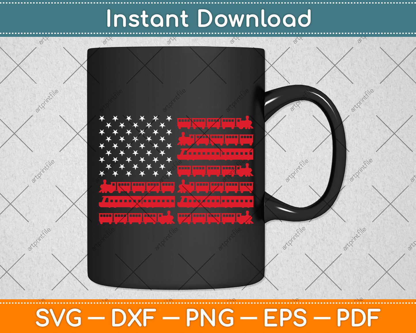 American Flag Railroad Train Svg Digital Cutting File