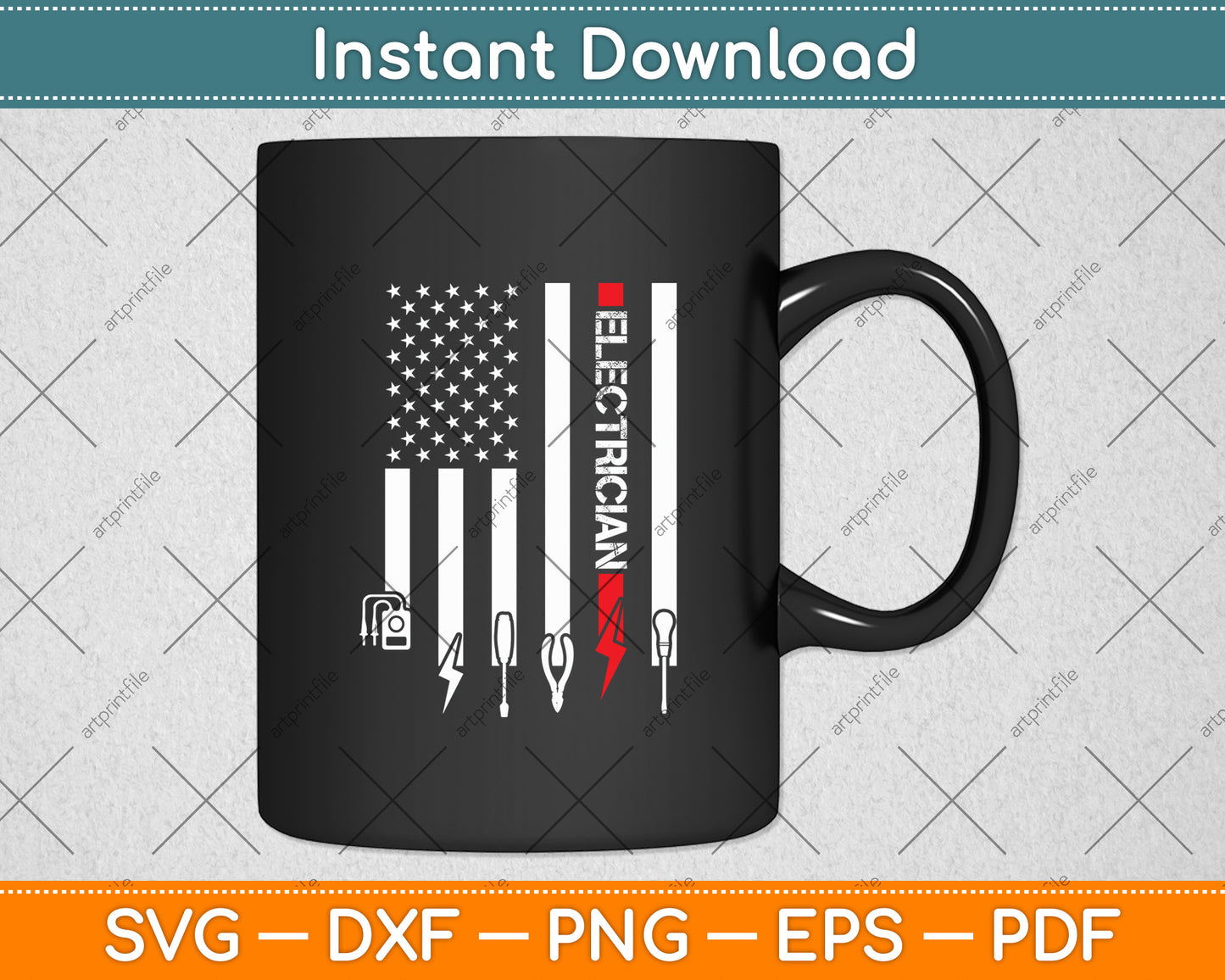 Electrician Patriotic American Flag Electrician Svg Digital Cutting File