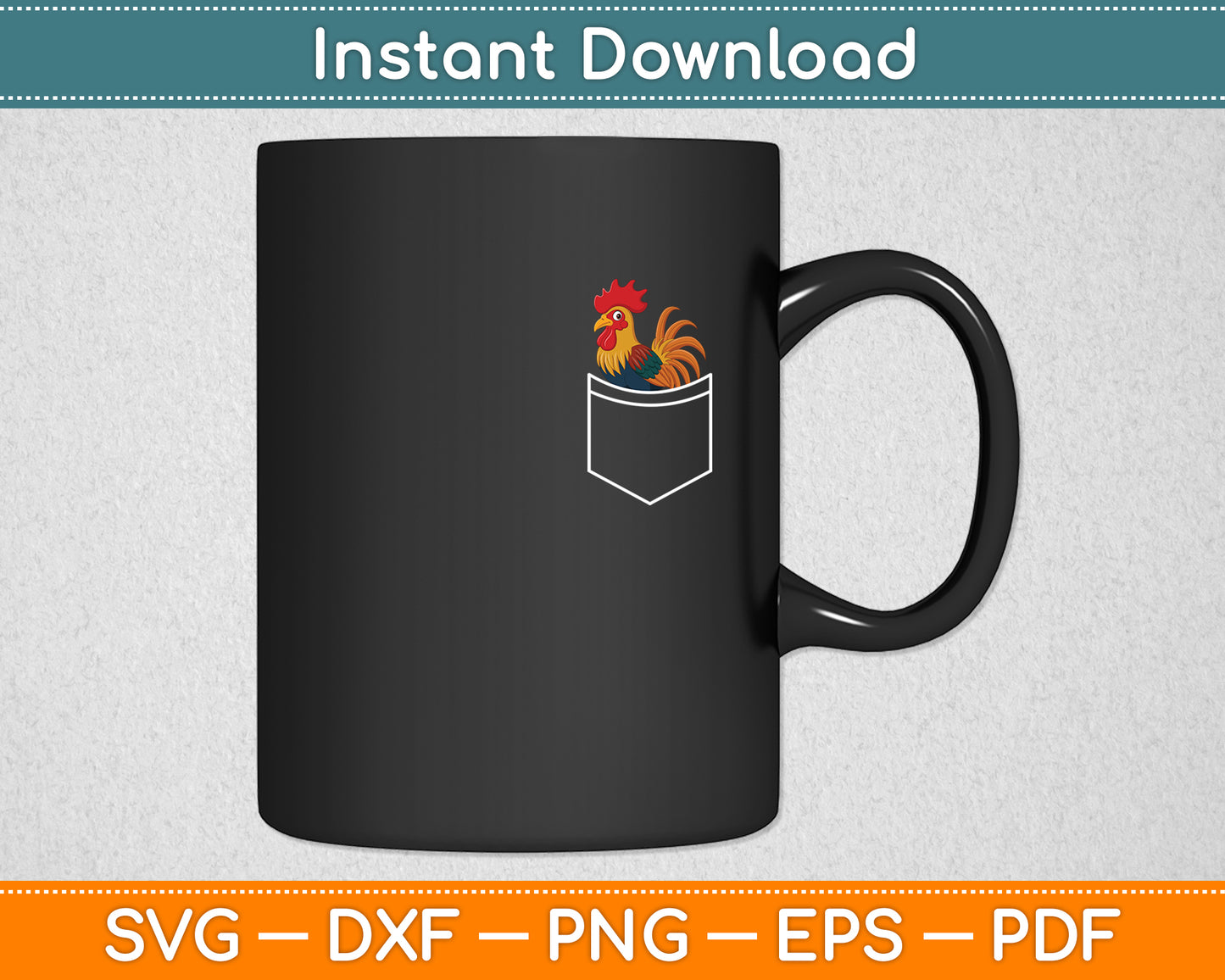 Animal in Your Pocket Proud Rooster Cock Svg Png Dxf Digital Cutting File