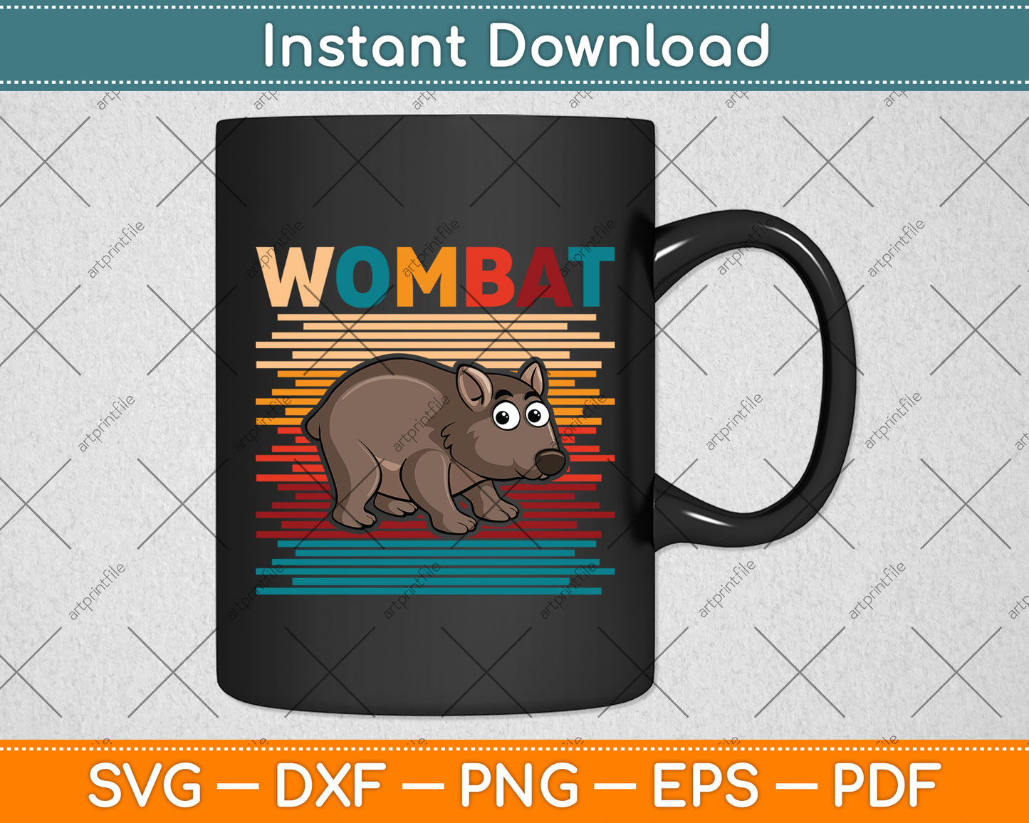 Vintage Retro Wombat Svg Png Dxf Digital Cutting File