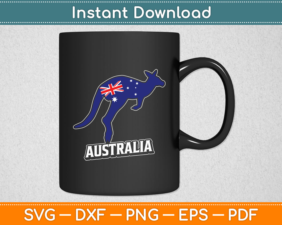 Australian Kangaroo Australia Flag Souvenir Aussie Souvenir Svg Digital Cutting File