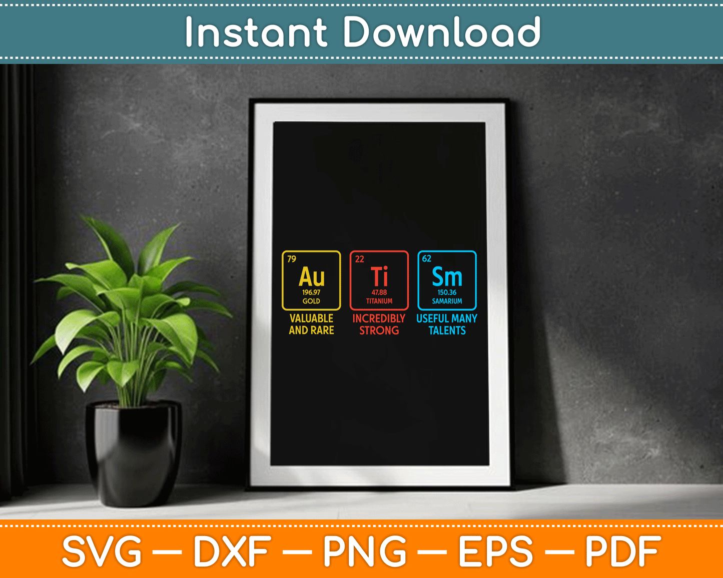 Autism Awareness Kids Elements Periodic Table ASD SVG Digital Cutting File