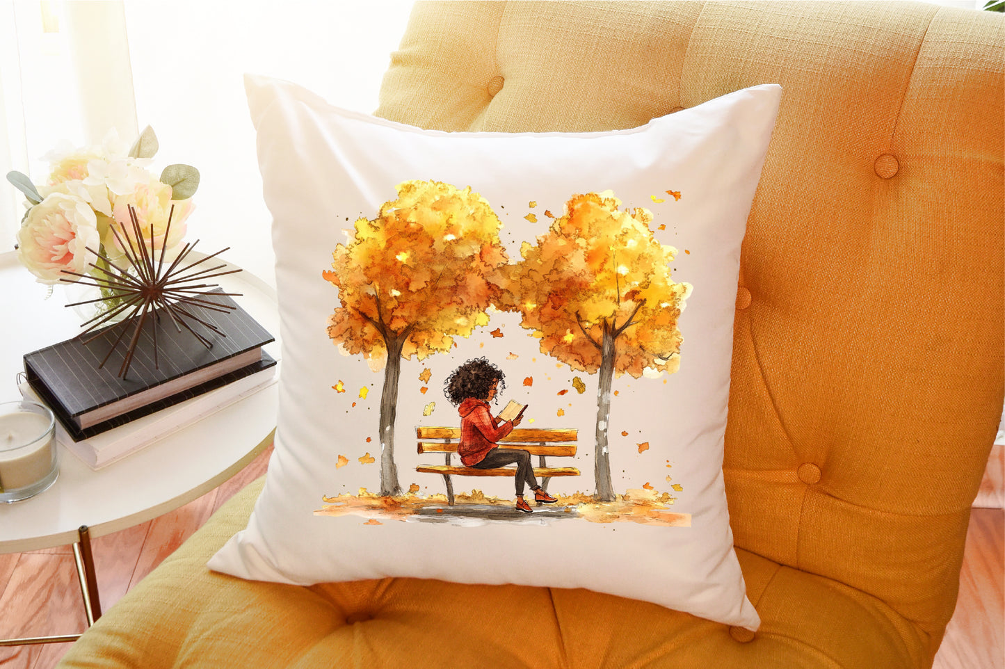 Autumn Black Woman Reading PNG Bundle Cozy Fall Book Lover Clipart