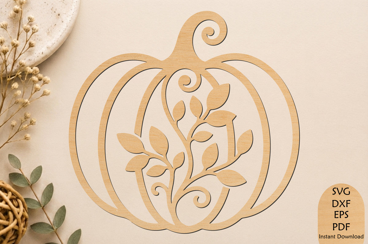 Autumn Pumpkin Floral Laser Cut SVG