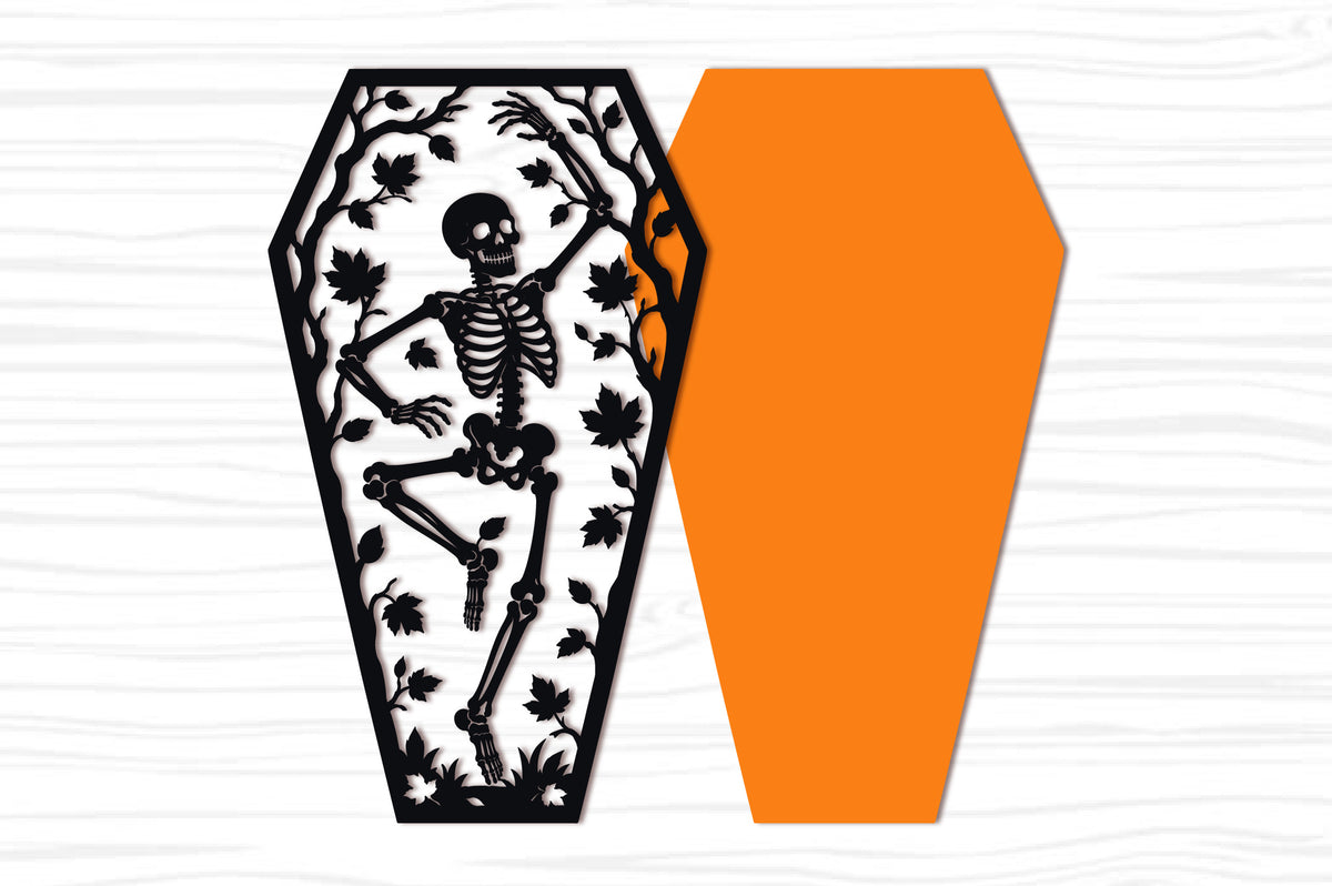 Autumn Skeleton Coffin Halloween SVG