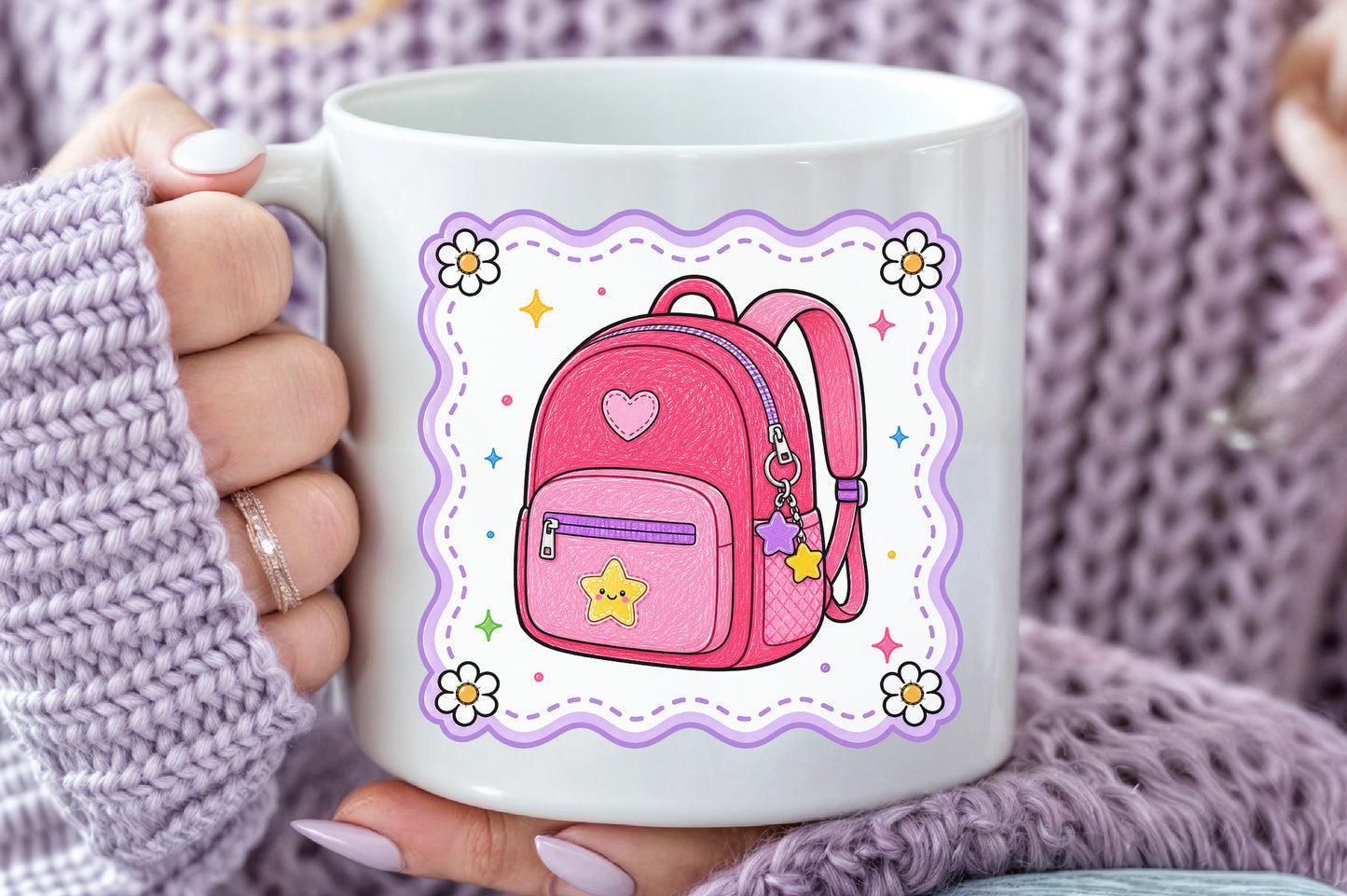 Cute Pink Backpack PNG Back to School Sublimation Design