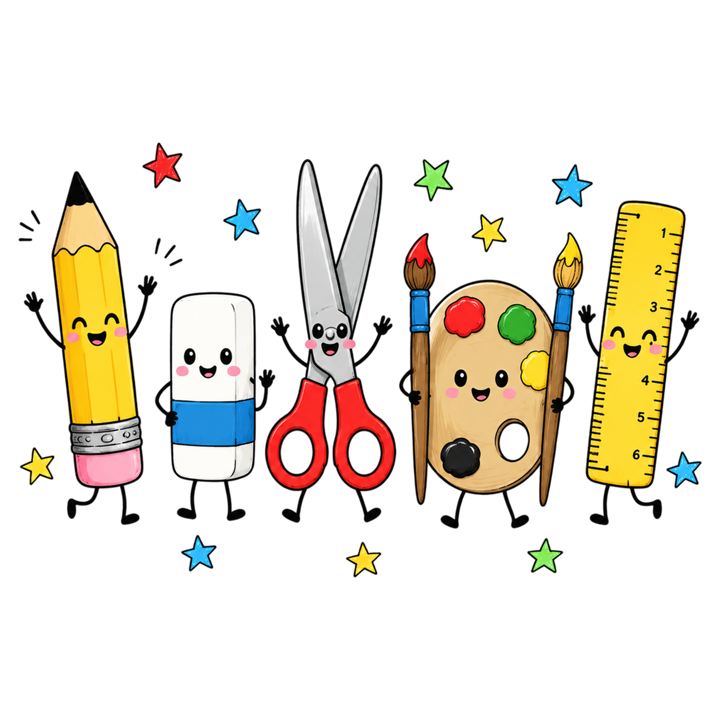Back to School PNG School Supplies Pencil Ruler Crayon Clipart