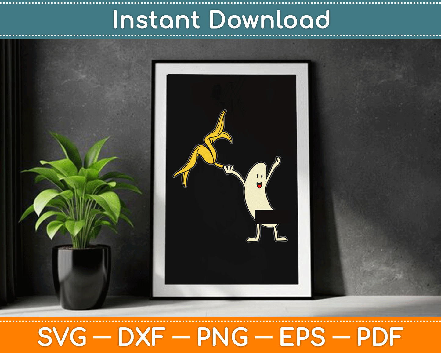 Banana Striptease Censored Naked Funny SVG Digital Cutting File