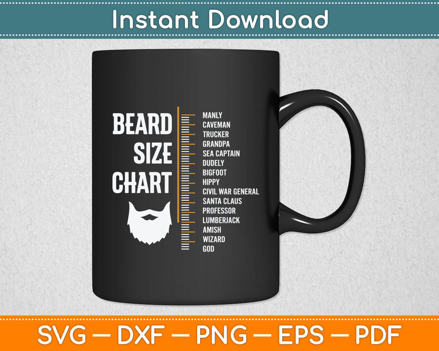 Beard Measurement Chart Beard Length Funny Svg Digital Cutting File