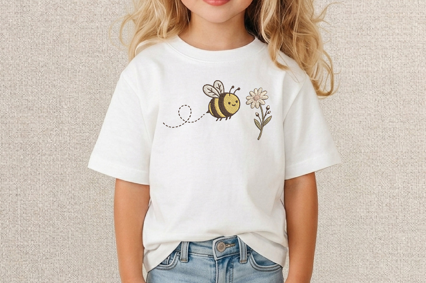 Bee and Flower Embroidery Design – Cute Bee & Floral Machine Embroidery Pattern, Beautiful Nature Embroidery Design