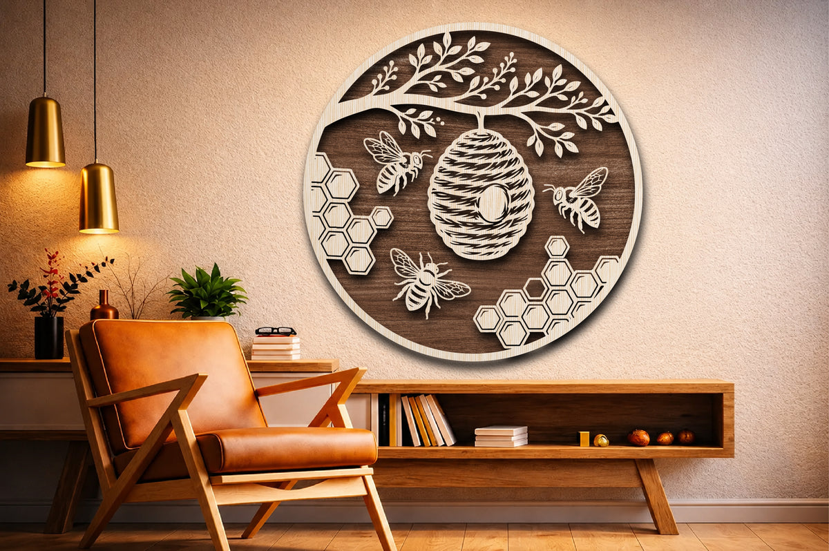Beehive Honey Bee Laser Cut SVG
