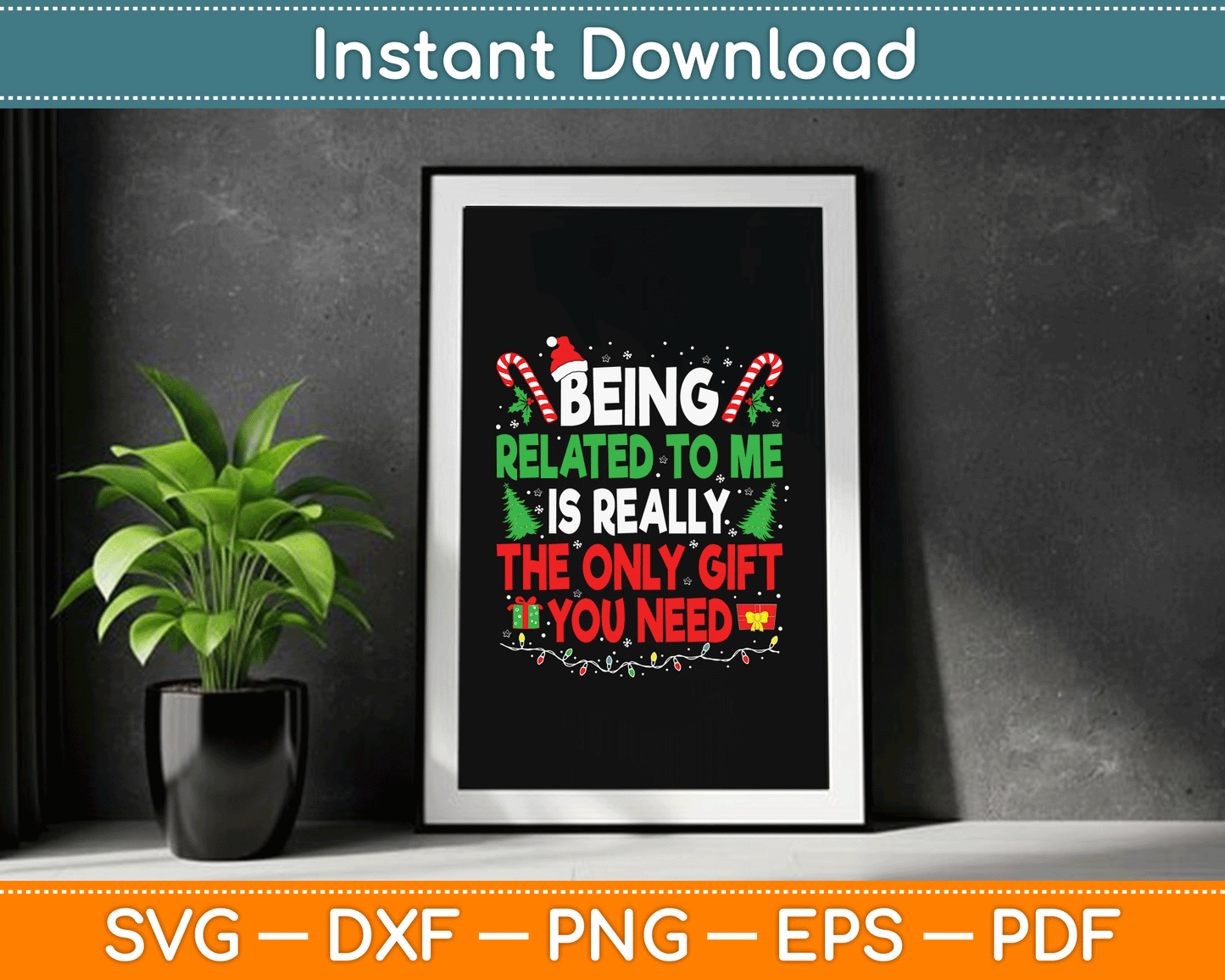 Being Related To Me Funny Christmas Family Xmas Pajamas SVG Digital Cutting File