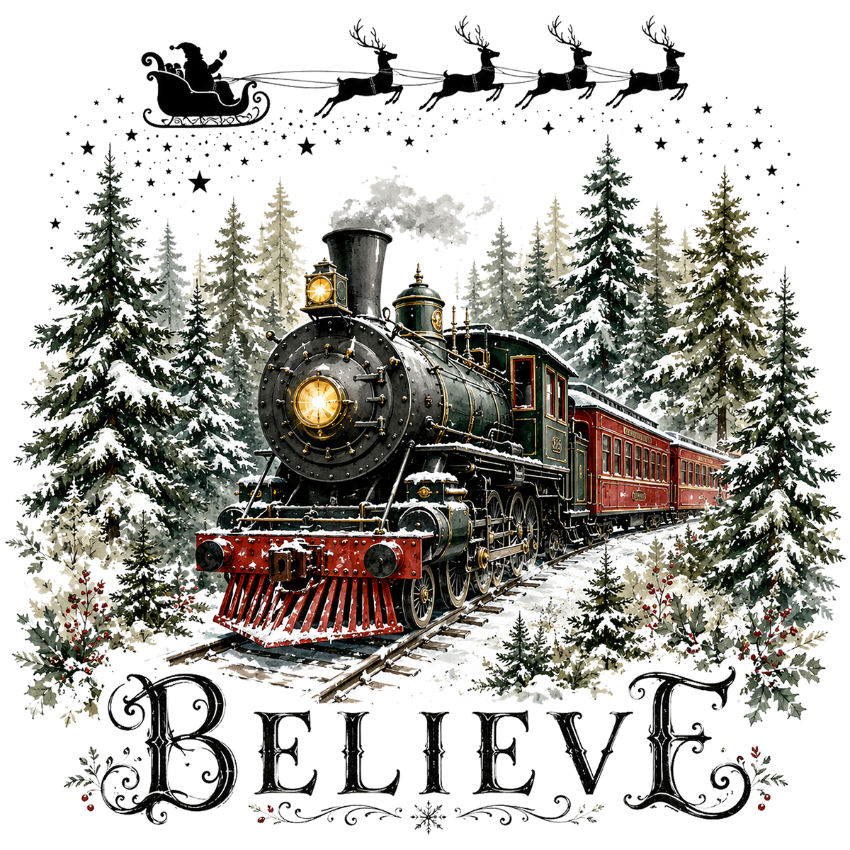 Believe Christmas Train PNG