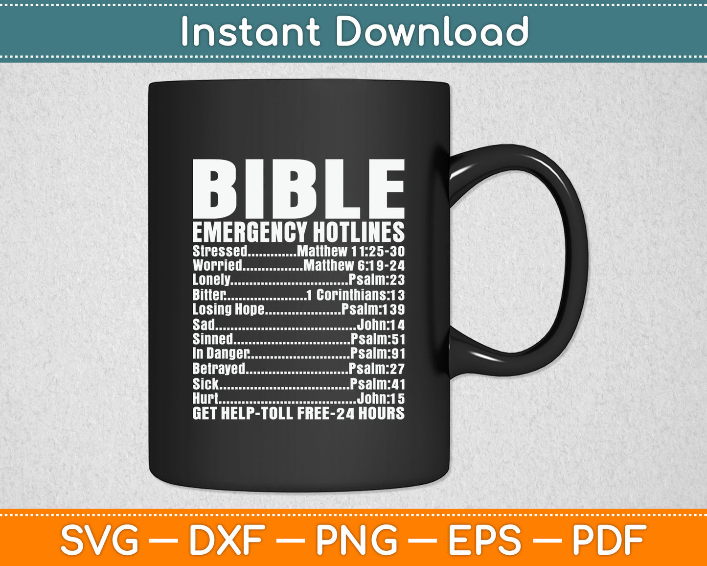 Bible Emergency Numbers Funny Hotline Christian Gift Svg Digital Cutting File