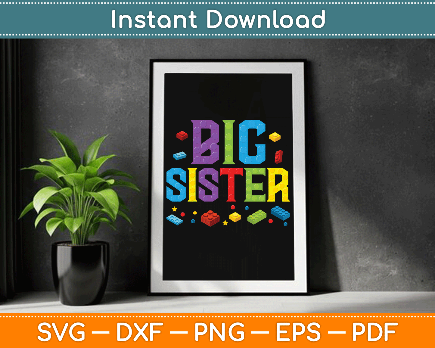 Big Sister Master Builder Building Bricks Blocks SVG Digital Cutting File