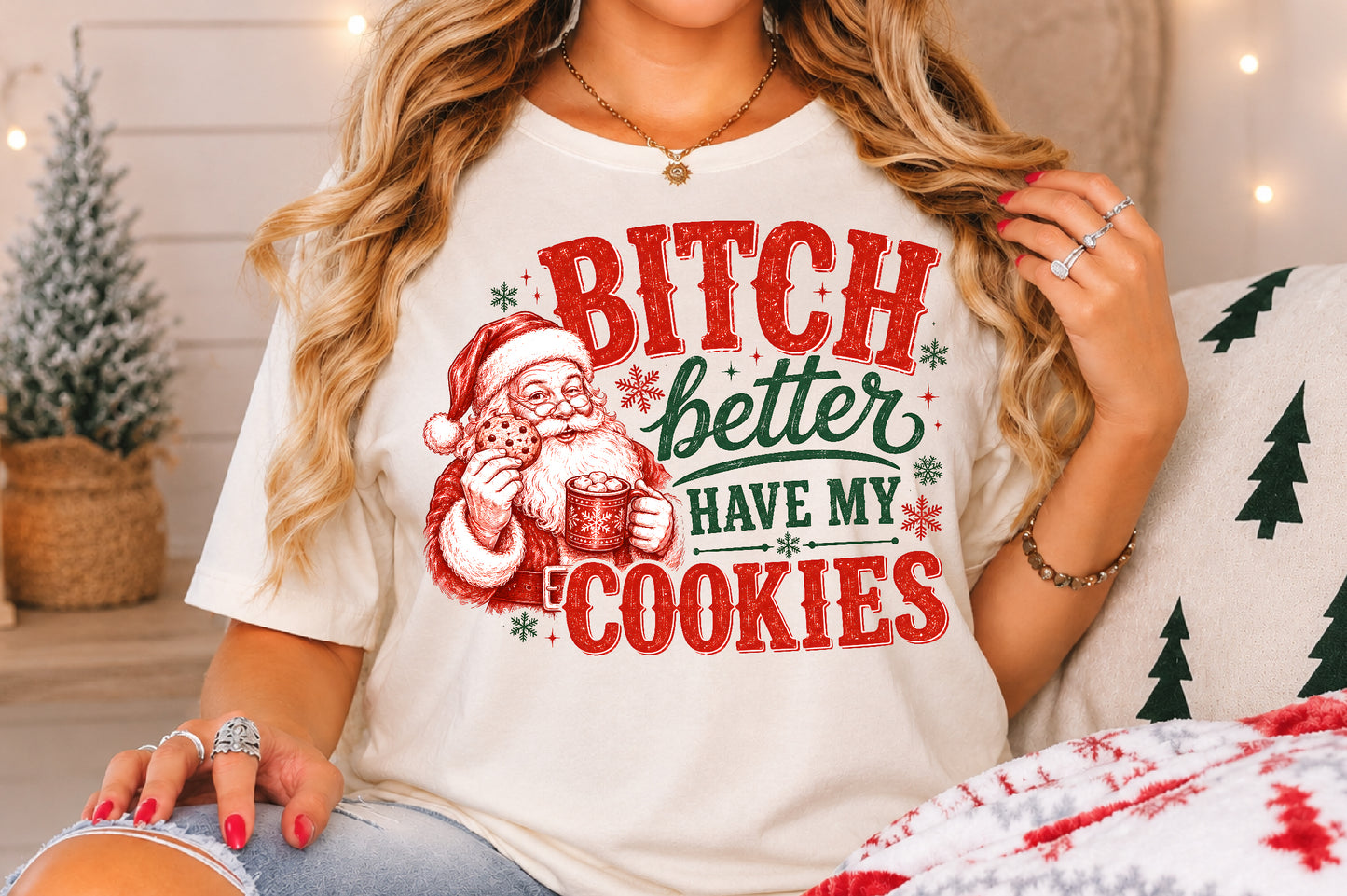 Bitch Better Have My Cookies PNG, Funny Christmas Santa