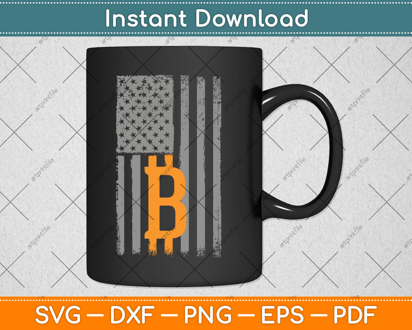 Bitcoin USA Flag Distressed Digital Currency Lover Svg Digital Cutting File