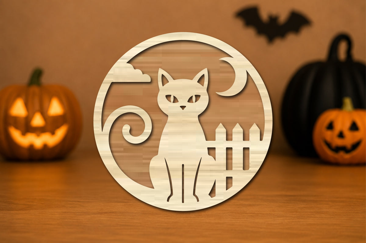 Black Cat Halloween Ornament Laser Cut SVG