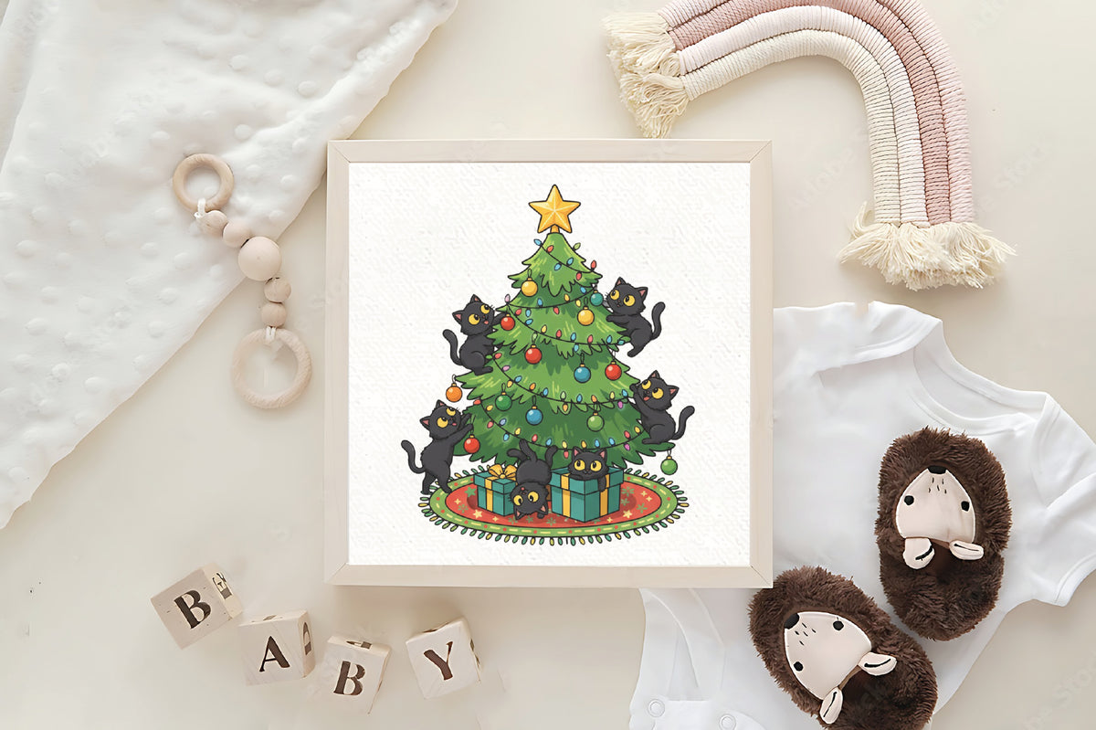 Black Cats Christmas Tree PNG