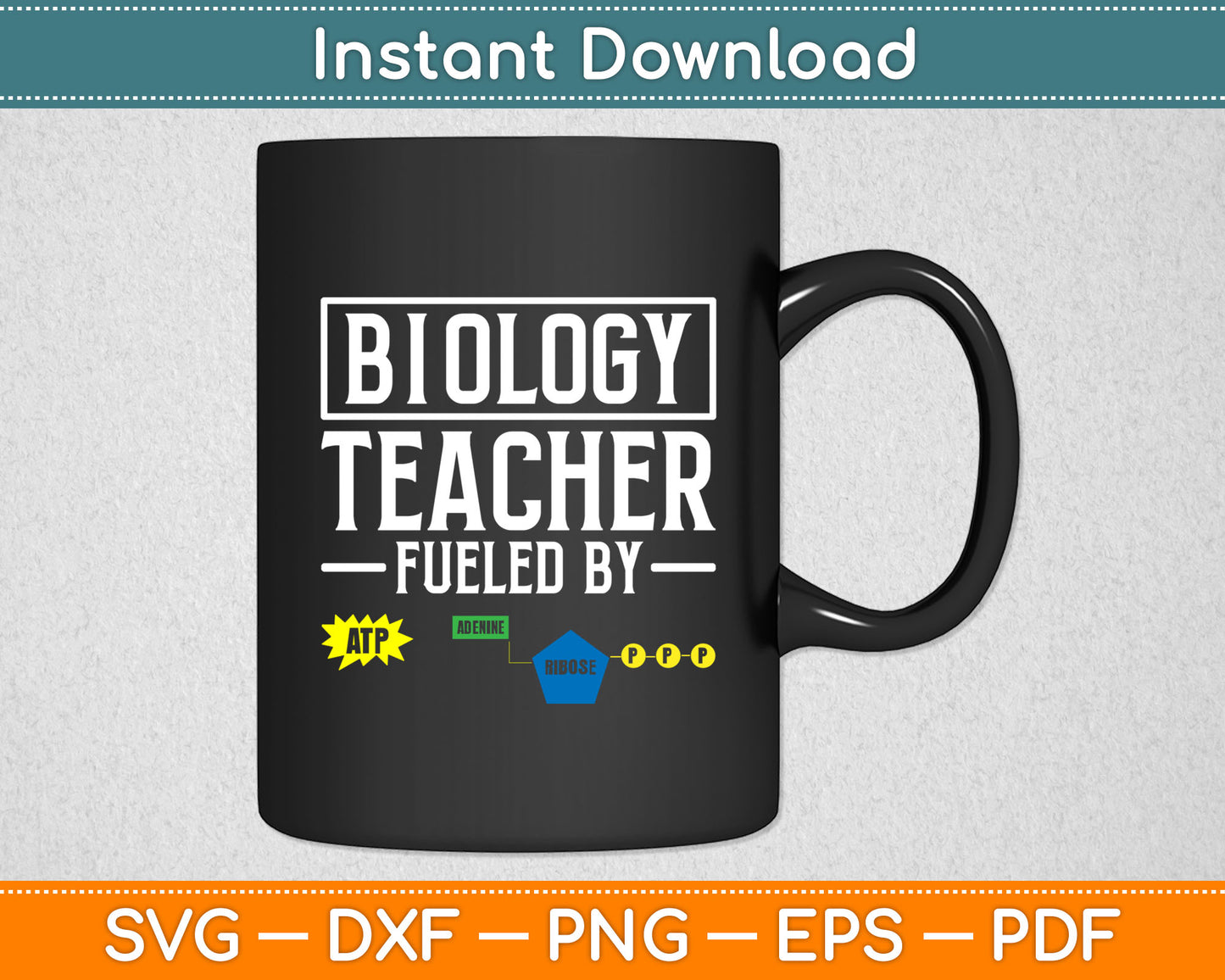 Biology Teacher Fueled By ATP Funny Teacher Svg Digital Cutting File