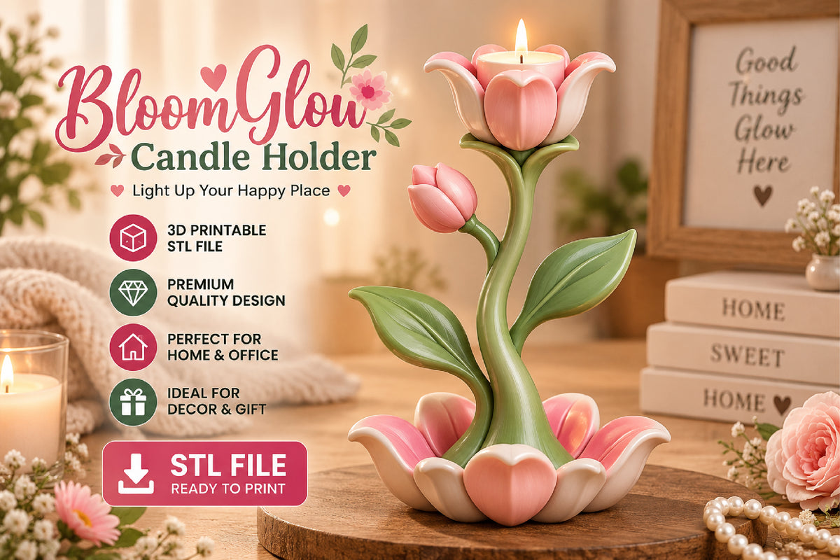 BloomGlow Tulip Candle Holder 3D STL File
