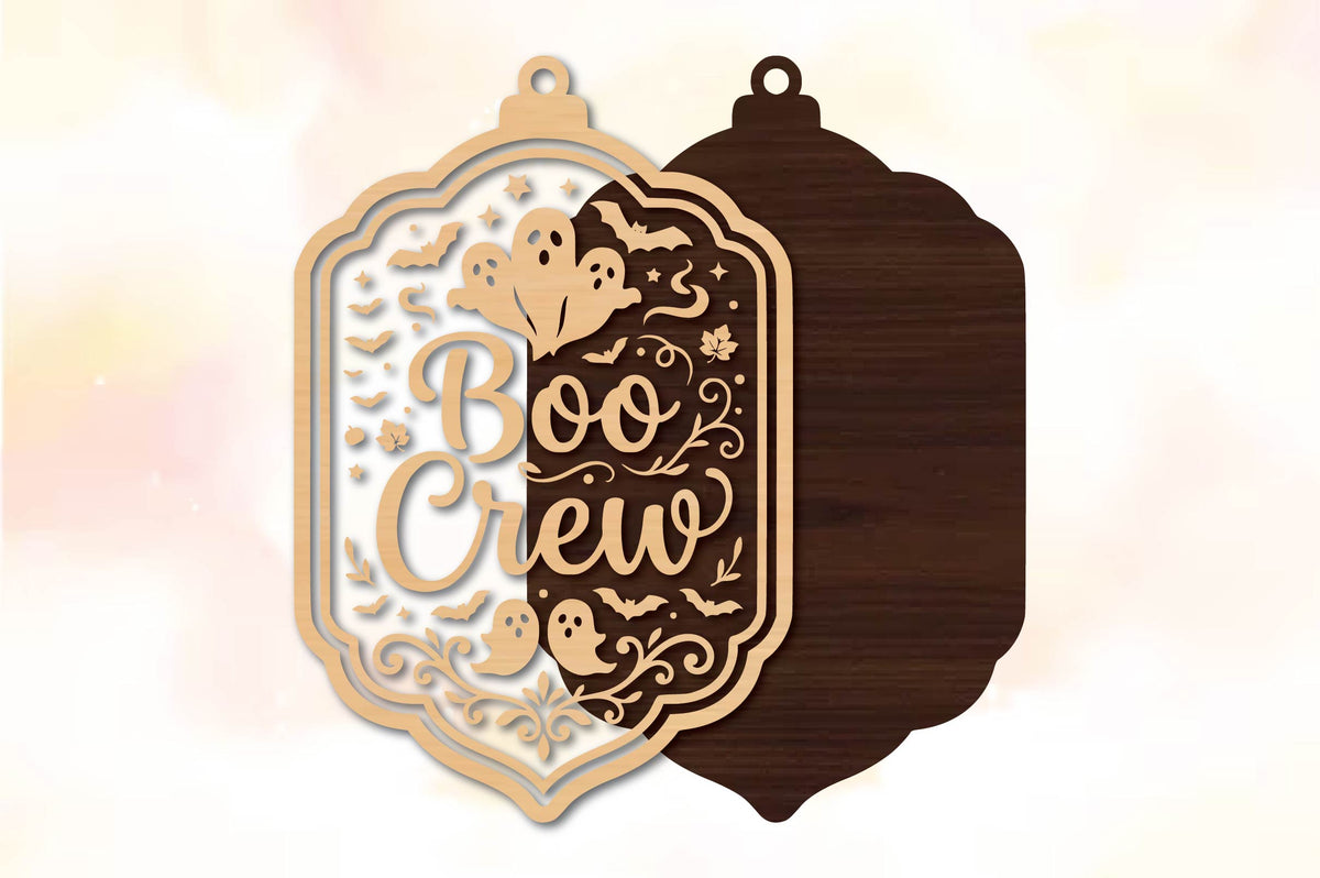 Boo Crew Ghost Halloween Ornament Laser Cut SVG