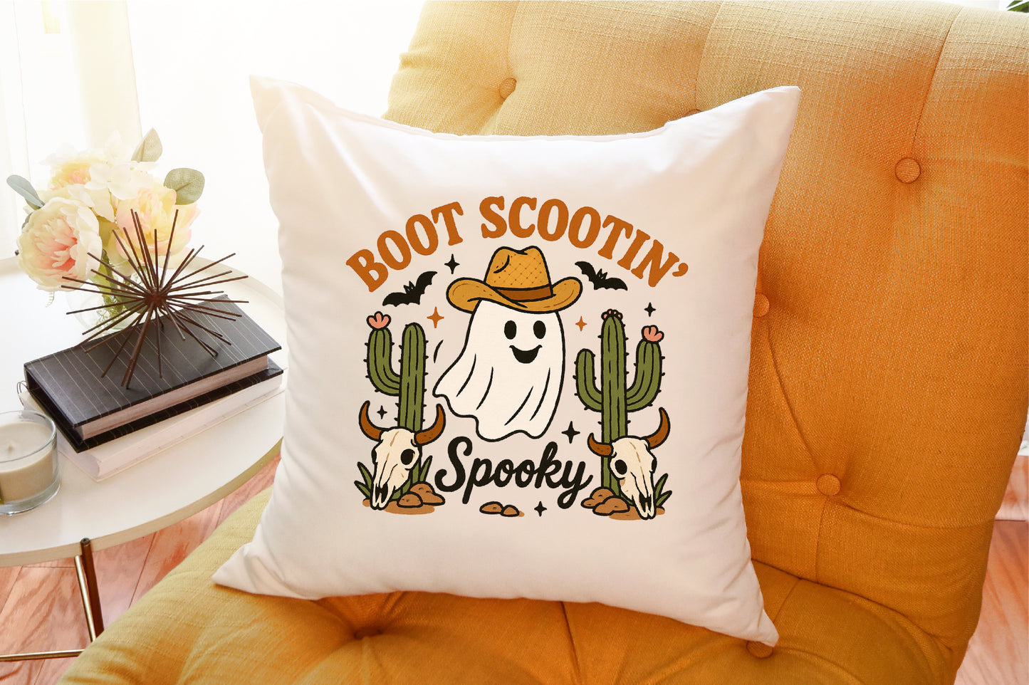 Boot Scootin Spooky Western Ghost Halloween PNG Cute Cowgirl Design