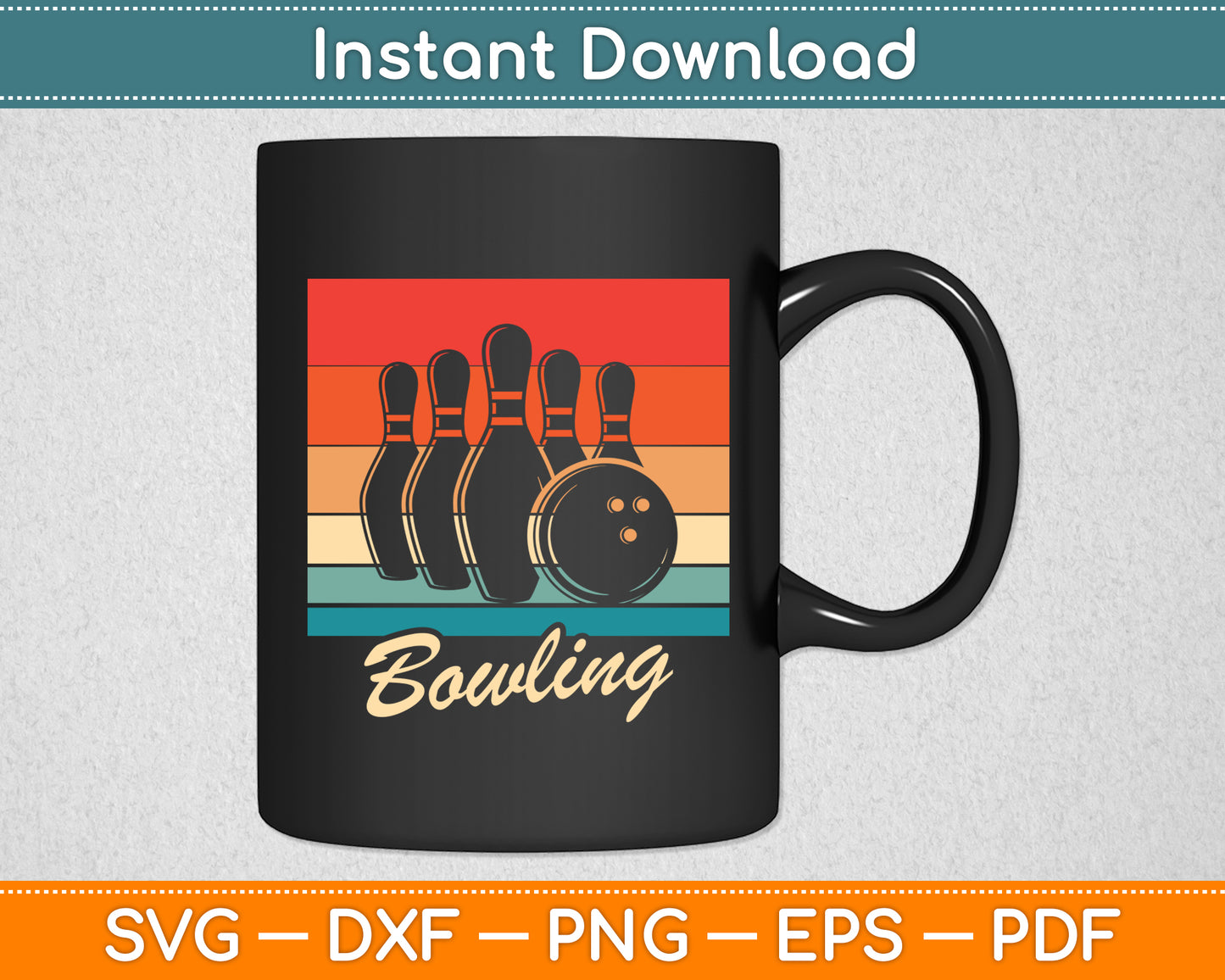Bowling Retro Style Vintage Svg Png Dxf Digital Cutting File