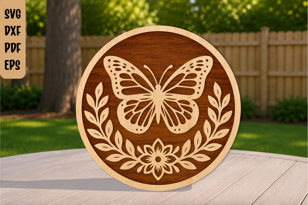 Butterfly Floral Laser Cut SVG