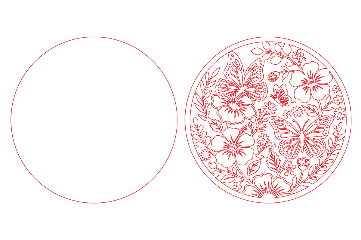 Butterfly Floral Round Wall Art SVG