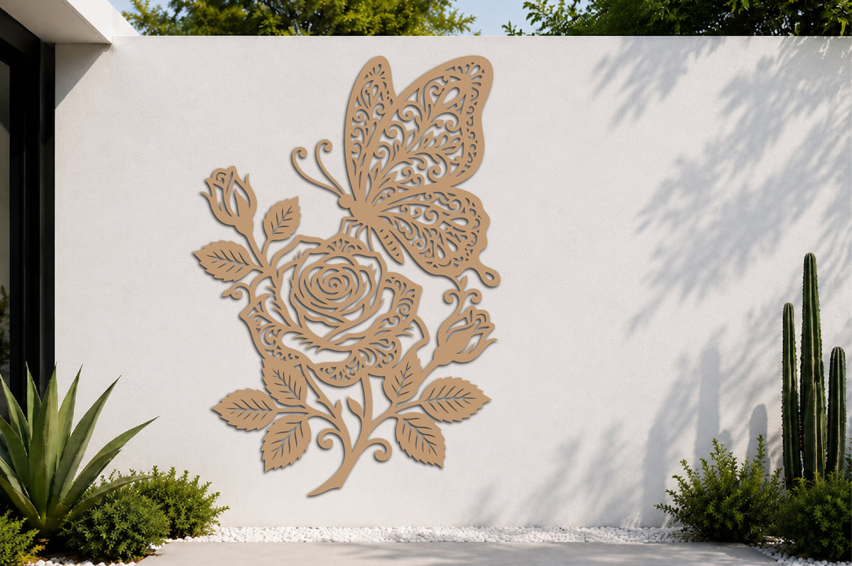Butterfly Rose Laser Cut SVG Design