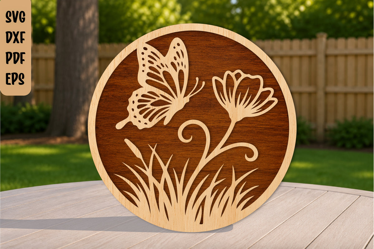 Butterfly Wildflower Laser Cut SVG