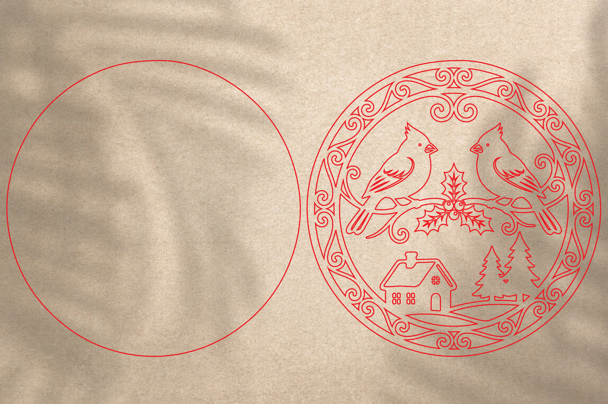 Cardinal Christmas Ornament Laser Cut SVG | Winter Bird