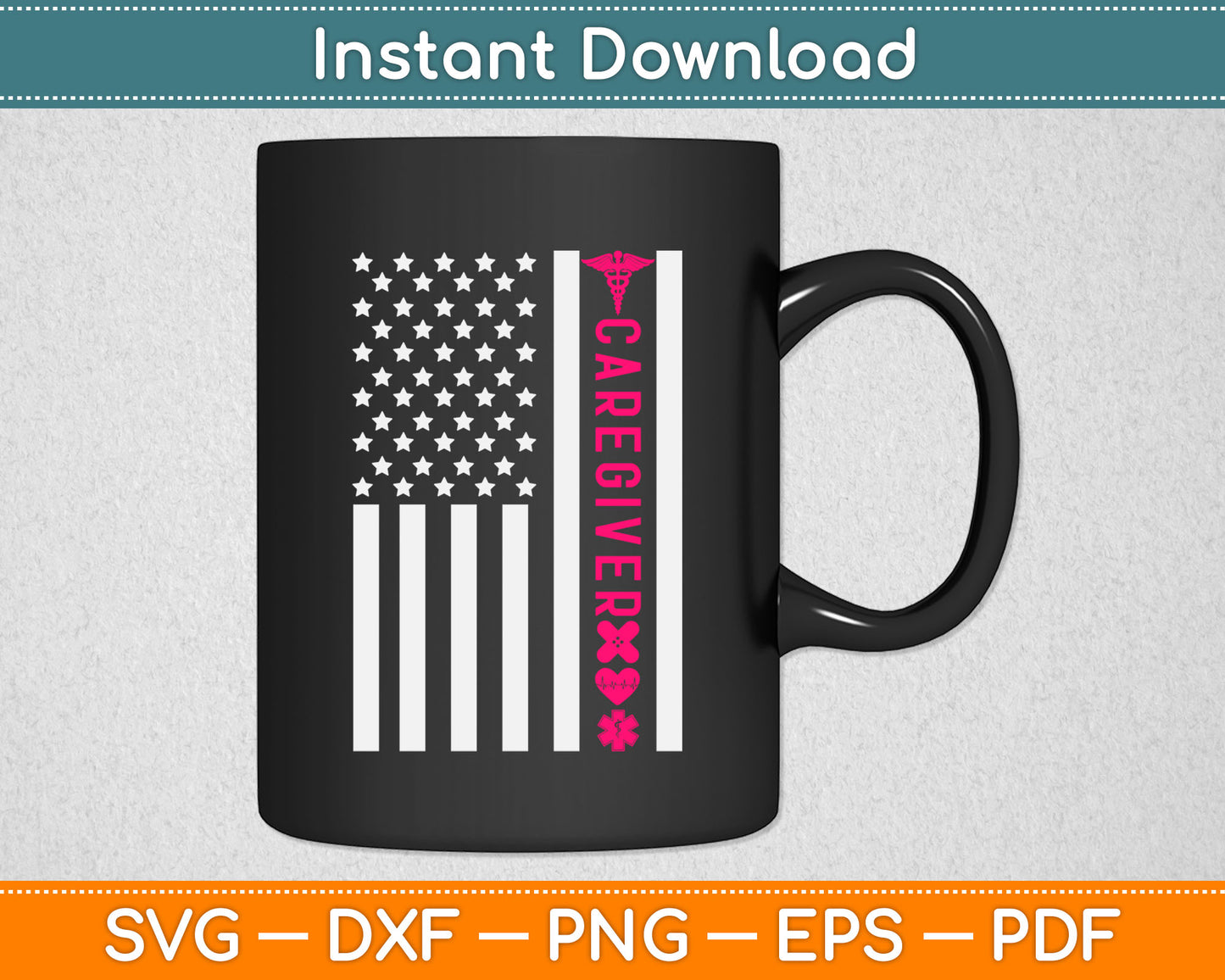 Caregiver Nurse American Flag Svg Digital Cutting File
