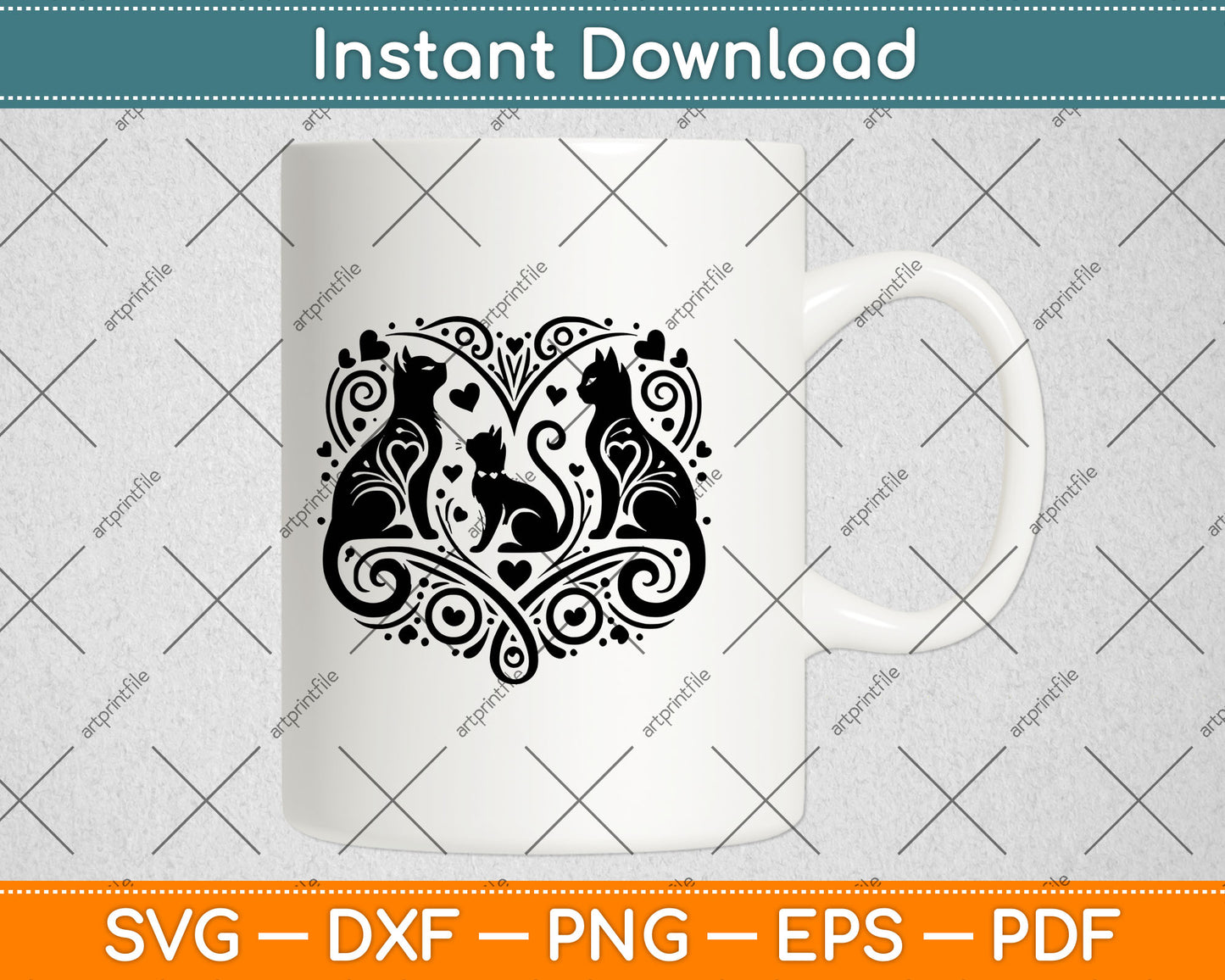 Cat Heart Svg Design Digital Craft Cutting File