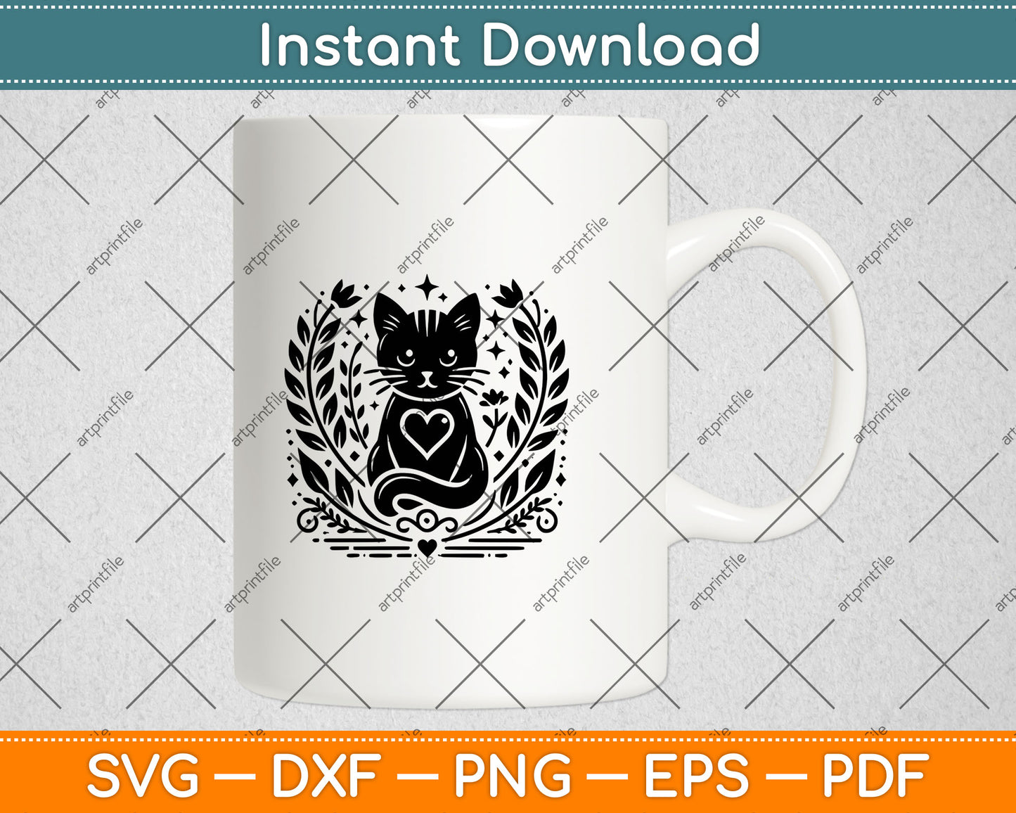 Cat Heart Svg Digital Cut File