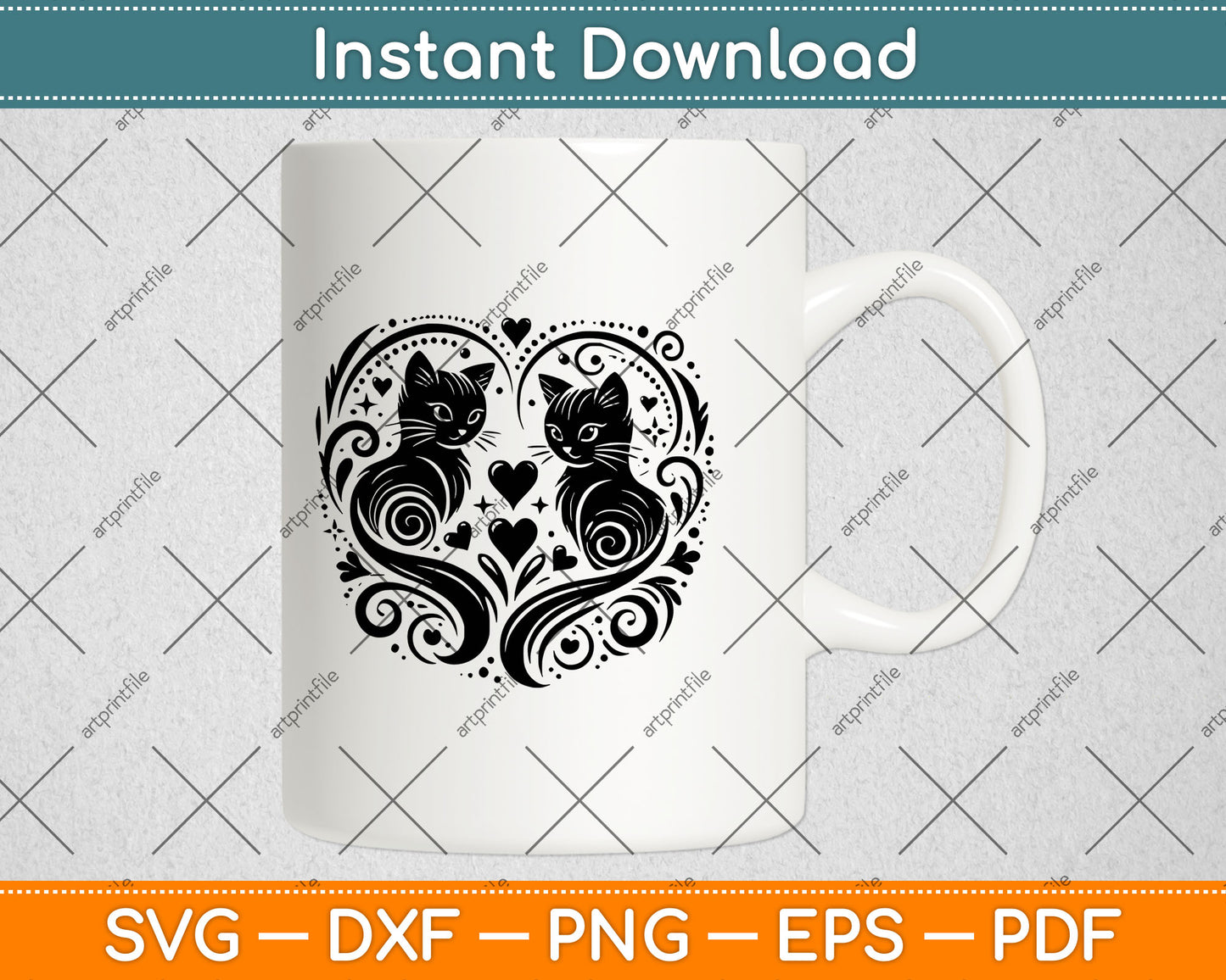 Cat Heart Svg Design Cutting File